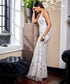 Deep Vneck Strappy Embellished White Maxi Dress